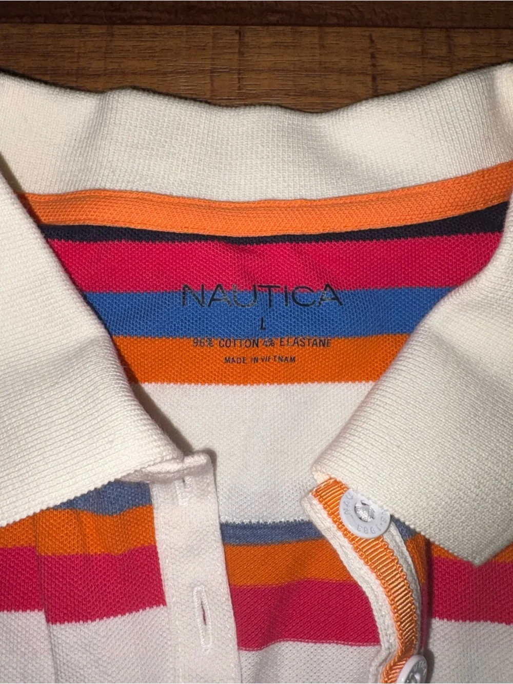 Nautica Women's Striped Sleeveless Polo Shirt (Size Large)